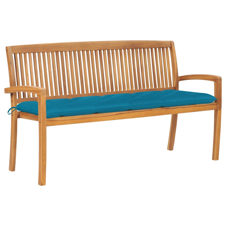 Stapelbare Gartenbank Mit Auflage 128,5 Cm Massivholz Teak