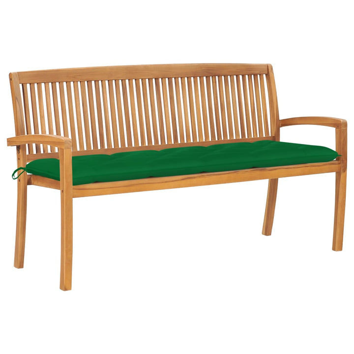 Stapelbare Gartenbank Mit Auflage 128,5 Cm Massivholz Teak