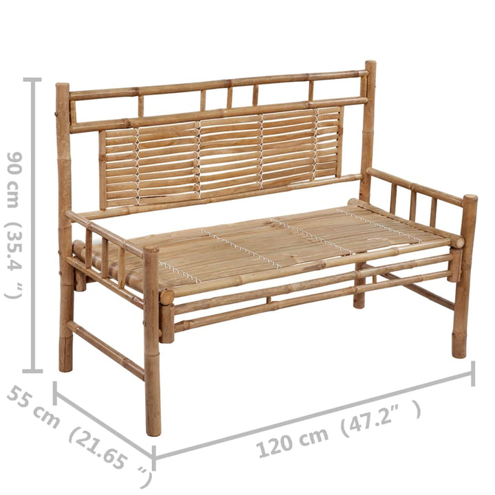 Gartenbank Mit Auflage 120 Cm Bambus Grau