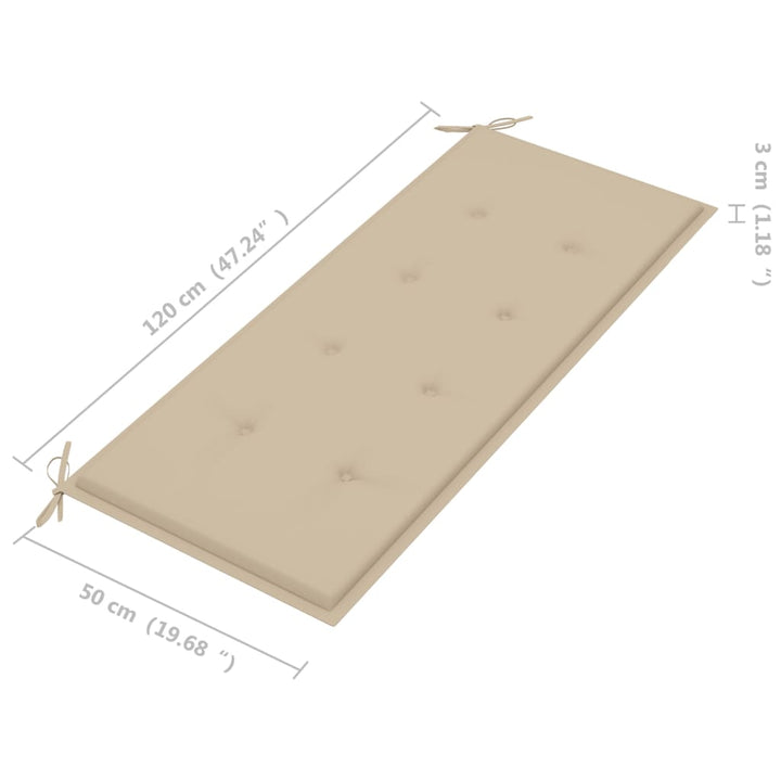 Gartenbank Mit Auflage 120 Cm Bambus Beige