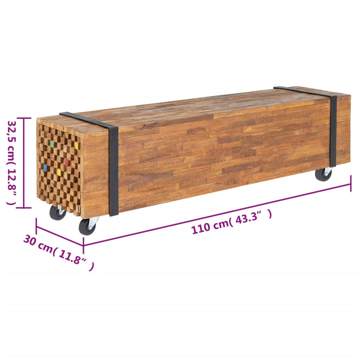 Tv-Schrank 110X30X32,5 Cm Massivholz Teak