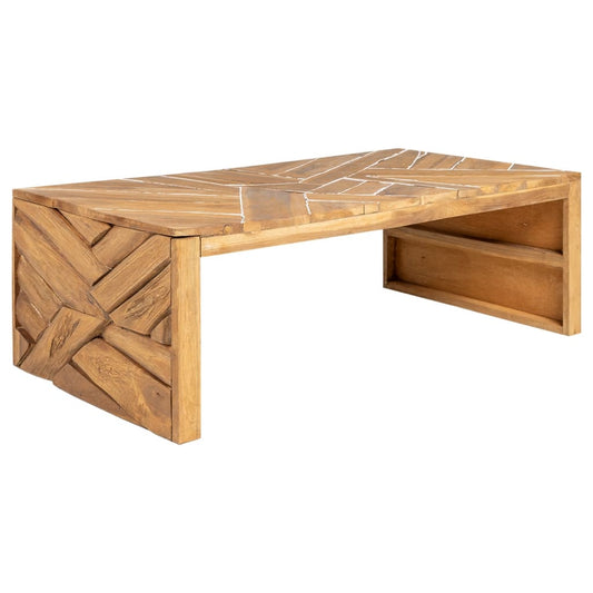 Couchtisch Erosion Teak Massivholz 110X35X38 Cm