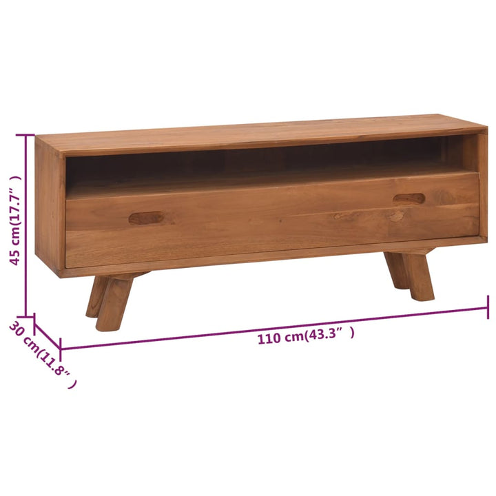 Tv-Schrank 110X30X45 Cm Teak Massivholz Grün