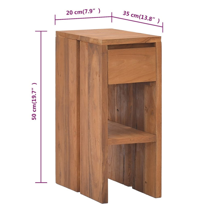 Nachttisch 20X35X50 Cm Teak Massivholz