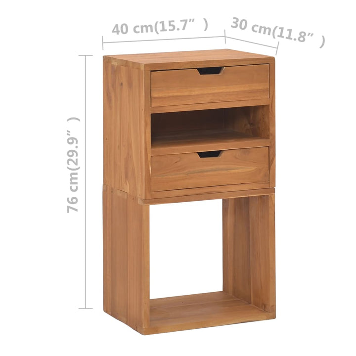 Beistellschrank 40X30X76 Cm Teak Massivholz Grau