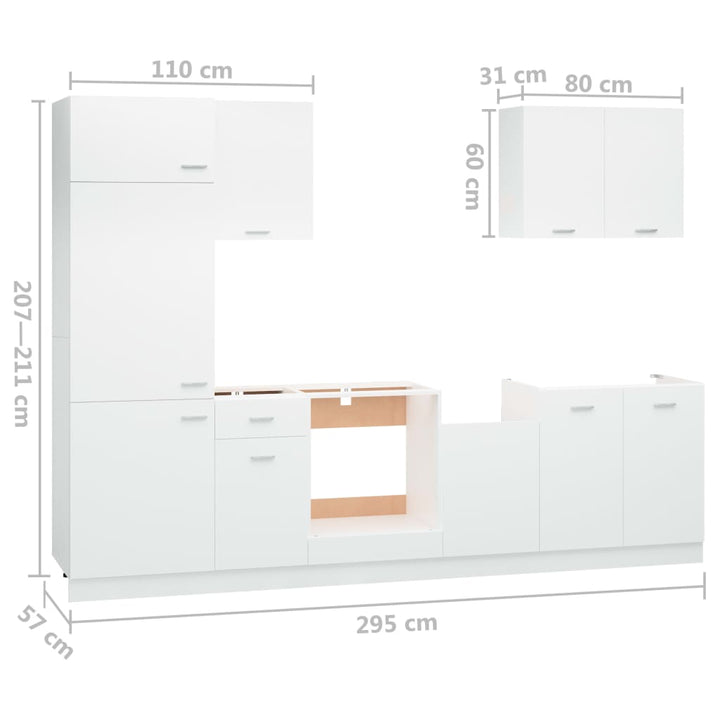 7-Tlg. Küchenzeile Holzwerkstoff