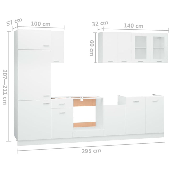 8-Tlg. Küchenzeile Holzwerkstoff