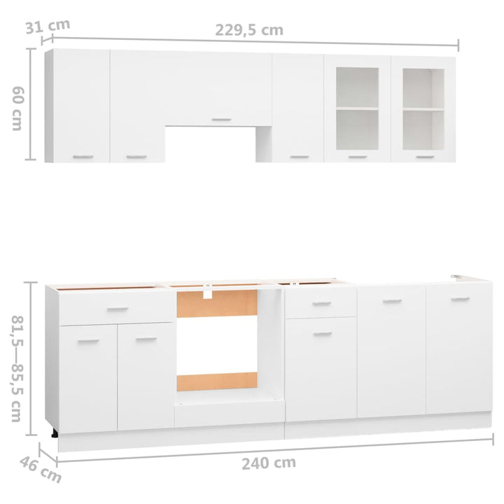 8-Tlg. Küchenzeile Holzwerkstoff