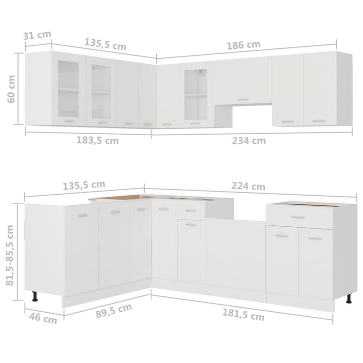 11-Tlg. Küchenzeile Holzwerkstoff