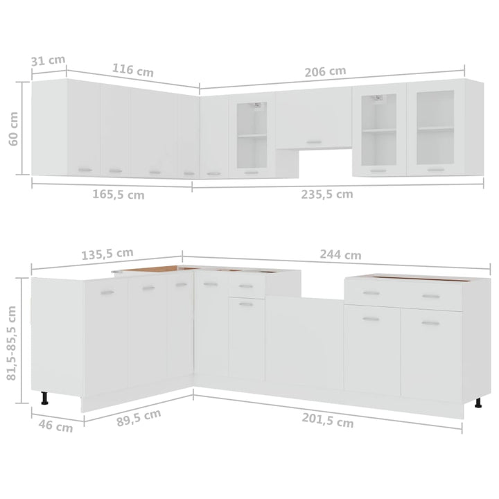 11-Tlg. Küchenzeile Holzwerkstoff