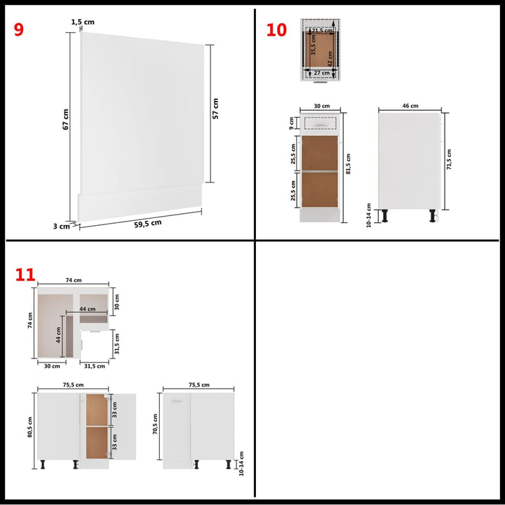 11-Tlg. Küchenzeile Holzwerkstoff