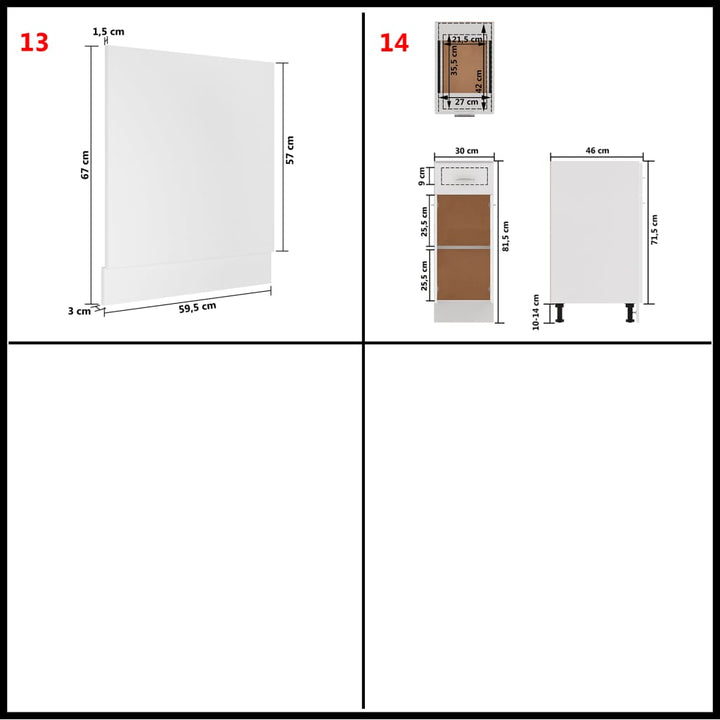 14-Tlg. Küchenzeile Weiß Holzwerkstoff