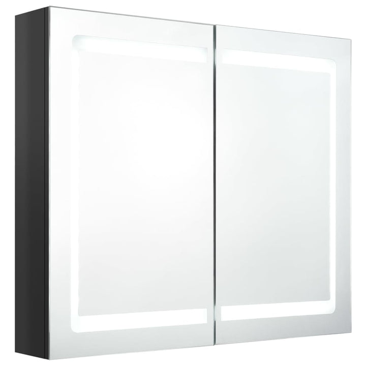 Led-Spiegelschrank Fürs Bad Glänzend Schwarz 80X12X68 Cm