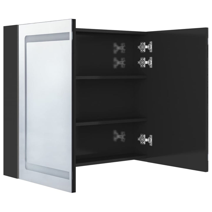 Led-Spiegelschrank Fürs Bad Glänzend Schwarz 80X12X68 Cm