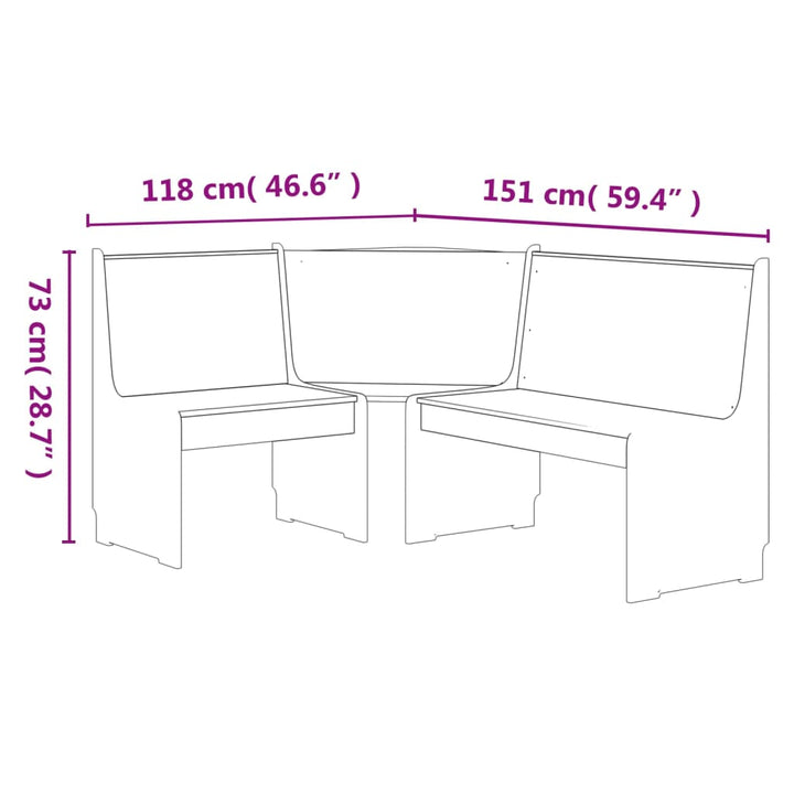 Eckbank Reine 151 Cm Massivholz Kiefer