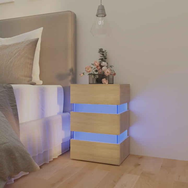 Led-Nachttisch 45X35X67 Cm Holzwerkstoff