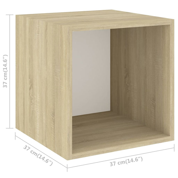 Wandschrank Weiß Sonoma-Eiche 37X37X37 Cm Holzwerkstoff