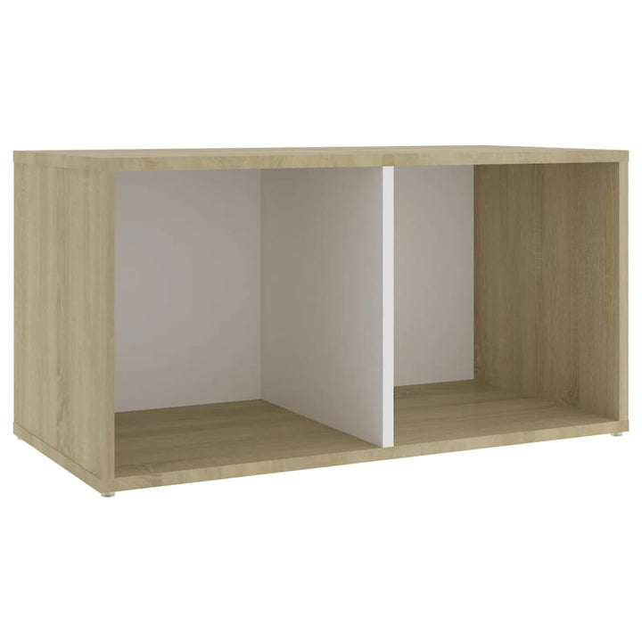 Tv-Schrank Weiß Sonoma-Eiche 72X35X36,5 Cm Holzwerkstoff Weiß Und Sonoma-Eiche