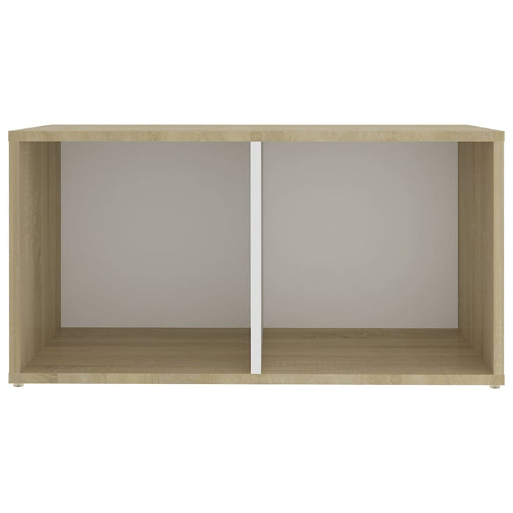 Tv-Schrank Weiß Sonoma-Eiche 72X35X36,5 Cm Holzwerkstoff Weiß Und Sonoma-Eiche