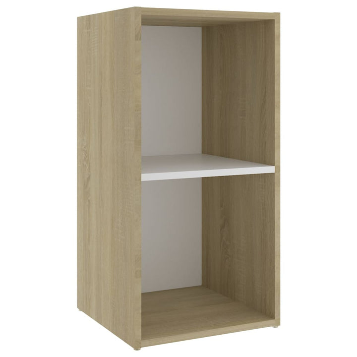 Tv-Schrank Weiß Sonoma-Eiche 72X35X36,5 Cm Holzwerkstoff Weiß Und Sonoma-Eiche