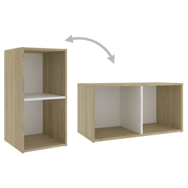 Tv-Schrank Weiß Sonoma-Eiche 72X35X36,5 Cm Holzwerkstoff Weiß Und Sonoma-Eiche