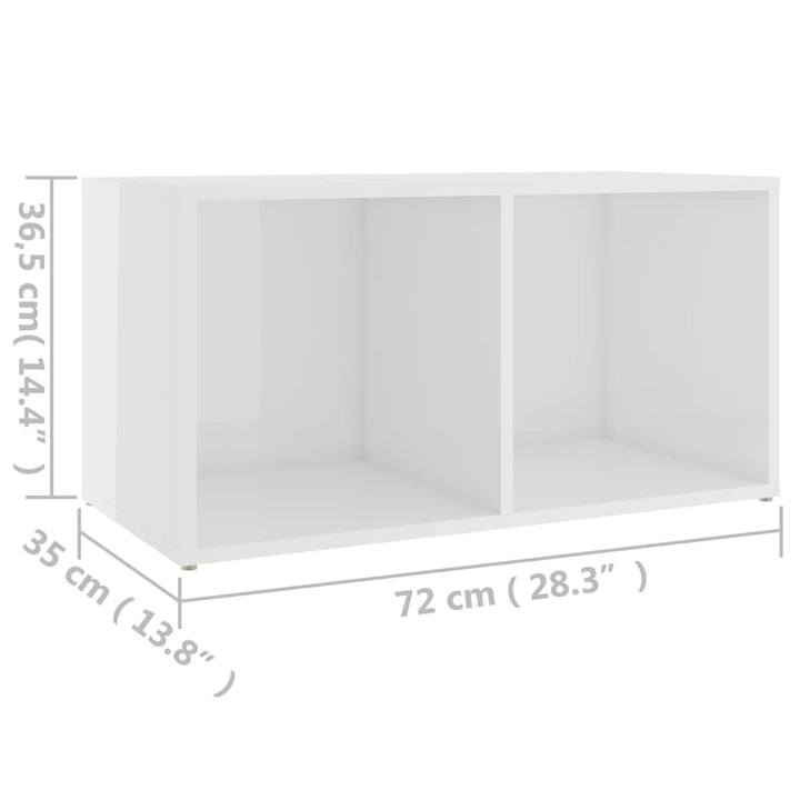 Tv-Schrank 72X35X36,5 Cm Holzwerkstoff Hochglanz-Weiß