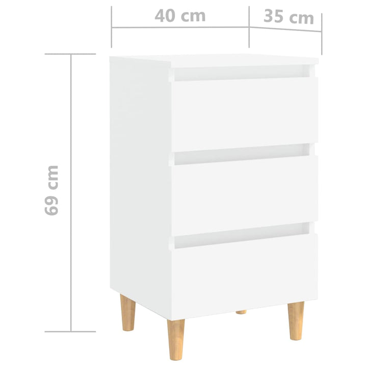 Nachttisch Mit Massivholz-Beinen 40X35X69 Cm