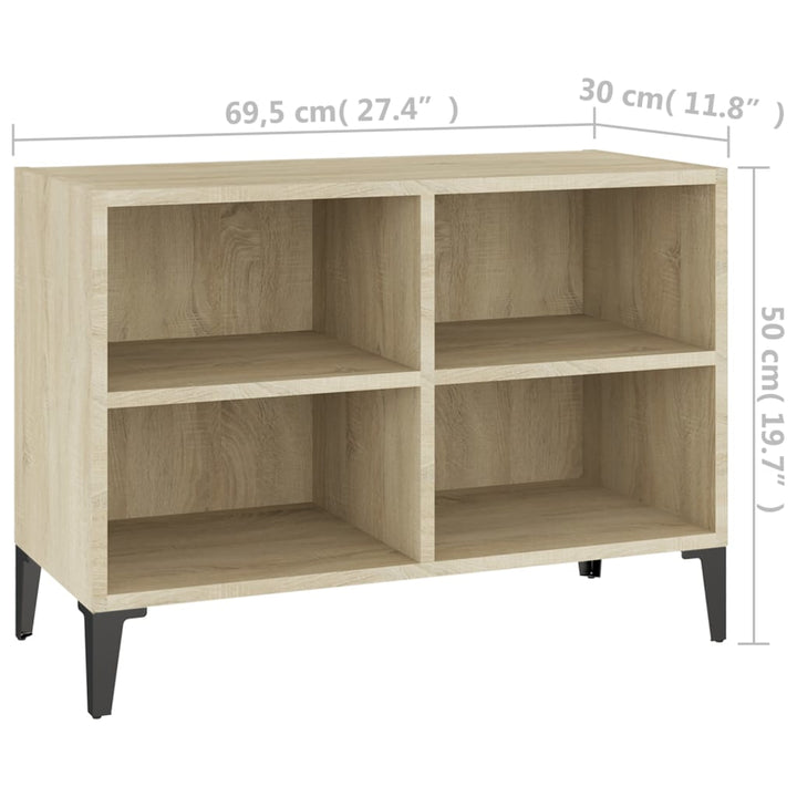 Tv-Schrank Mit Metallbeinen Sonoma-Eiche 69,5X30X50Cm