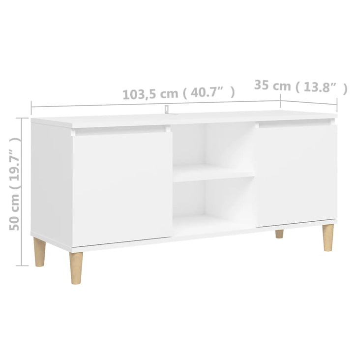 Tv-Schrank Mit Massivholz-Beinen 103,5X30X50 Cm