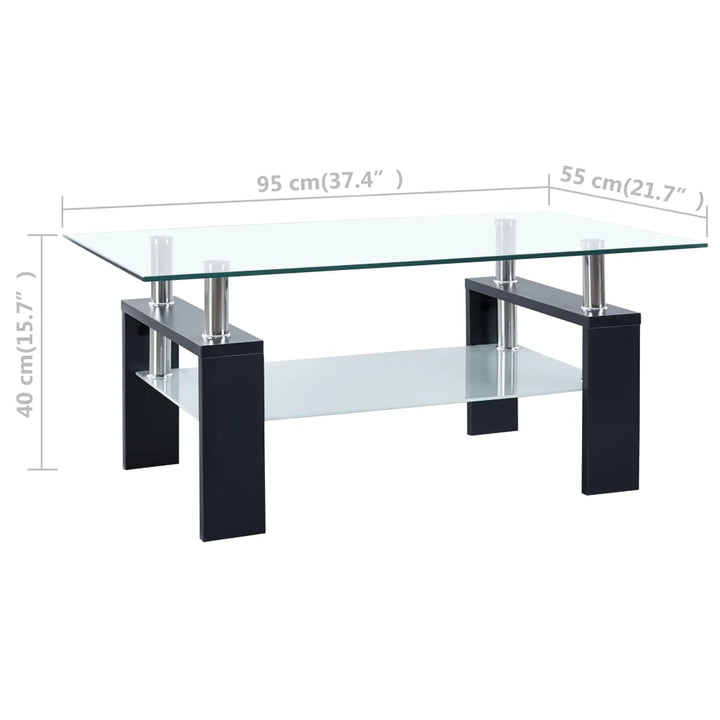 Couchtisch Transparent 95X55X40 Cm Hartglas