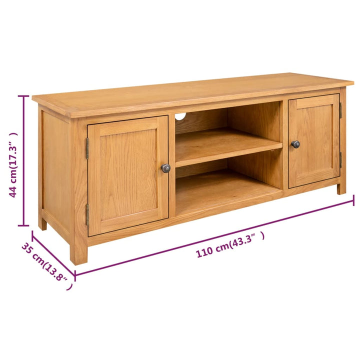 Tv-Schrank 110X35X44 Cm Massivholz Eiche