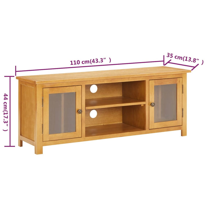 Tv-Schrank 110X35X44 Cm Massivholz Eiche Blau Und Grau