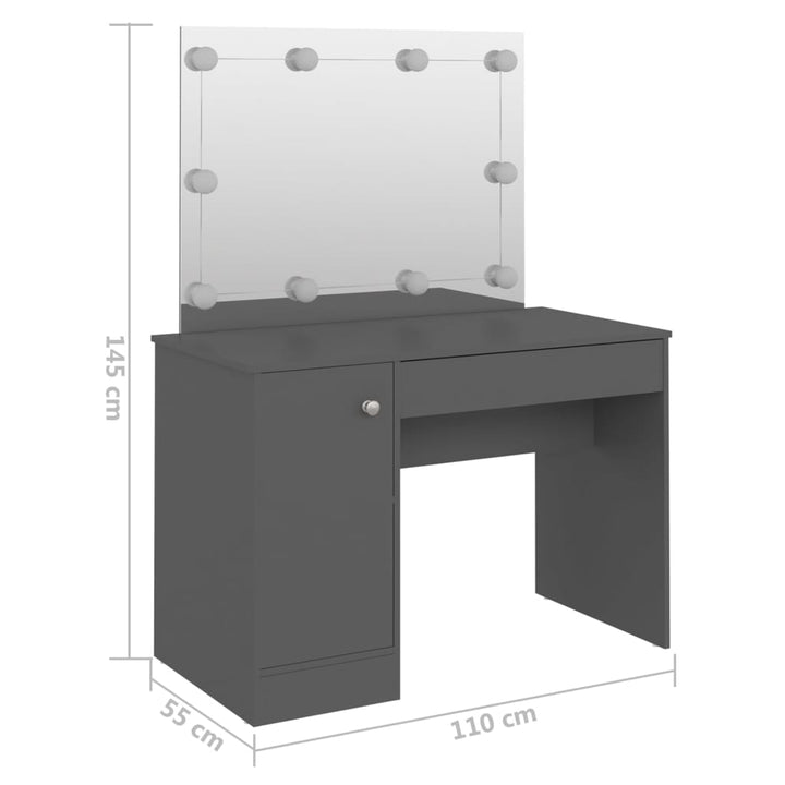 Schminktisch Mit Led-Beleuchtung 110X55X145 Cm Mdf