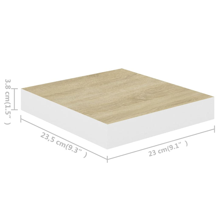 Schweberegal Eichen-Optik Und Weiß 23X23,5X3,8 Cm Mdf Eichefarben Und Weiß