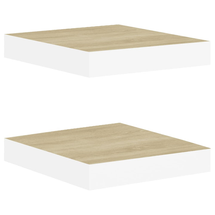 Schweberegale 2 Stk. Eichen-Optik Und Weiß 23X23,5X3,8 Cm Mdf Eichefarben Und Weiß