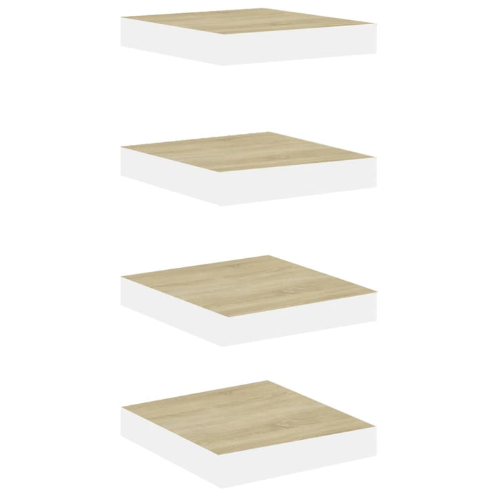 Schweberegale 4 Stk. Eichen-Optik Und Weiß 23X23,5X3,8 Cm Mdf Eichefarben Und Weiß