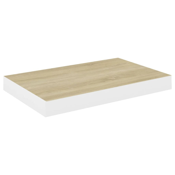 Schweberegal Eichenoptik Und Weiß 40X23X3,8 Cm Mdf Eichefarben Und Weiß