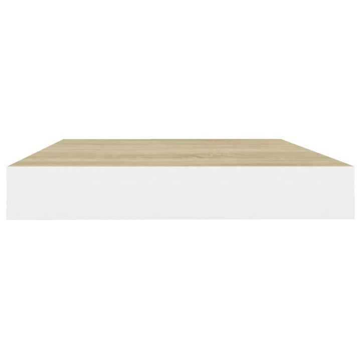 Schweberegal Eichenoptik Und Weiß 40X23X3,8 Cm Mdf Eichefarben Und Weiß