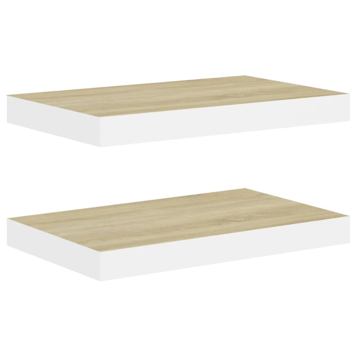 Schweberegale 2 Stk. Eichen-Optik Und Weiß 40X23X3,8 Cm Mdf Eichefarben Und Weiß