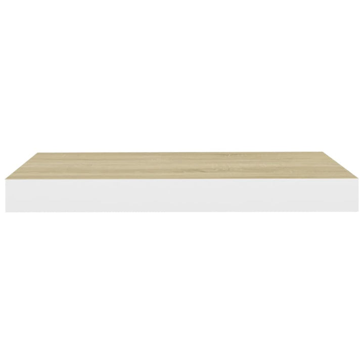 Schweberegal Eichen-Optik Und Weiß 50X23X3,8 Cm Mdf Eichefarben Und Weiß