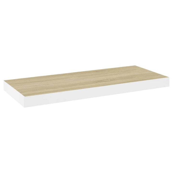 Schweberegal Eichen-Optik Und Weiß 60X23,5X3,8 Cm Mdf Eichefarben Und Weiß