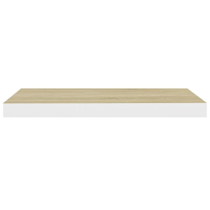 Schweberegal Eichen-Optik Und Weiß 60X23,5X3,8 Cm Mdf Eichefarben Und Weiß