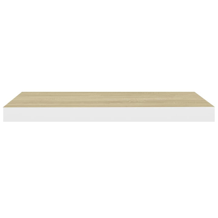 Schweberegale 2 Stk. Eichen-Optik Und Weiß 60X23,5X3,8 Cm Mdf Eichefarben Und Weiß