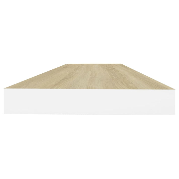 Schweberegal Eichen-Optik Und Weiß 80X23,5X3,8 Cm Mdf Eichefarben Und Weiß