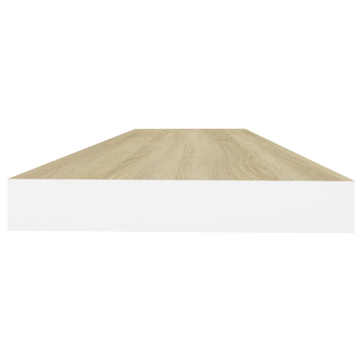 Schweberegale 2 Stk. Eichen-Optik Und Weiß 80X23,5X3,8 Cm Mdf Eichefarben Und Weiß