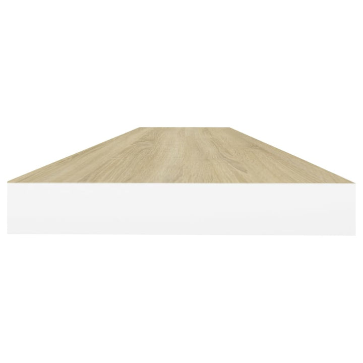 Schweberegale 2 Stk. Eiche Und Weiß 90X23,5X3,8 Cm Mdf Eichefarben Und Weiß