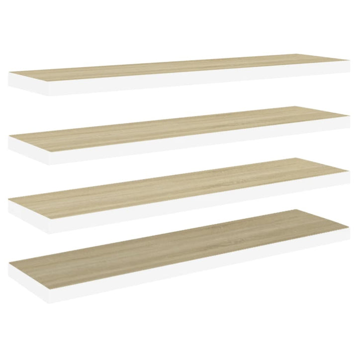 Schweberegale 4 Stk. Eiche Und Weiß 90X23,5X3,8 Cm Mdf Eichefarben Und Weiß