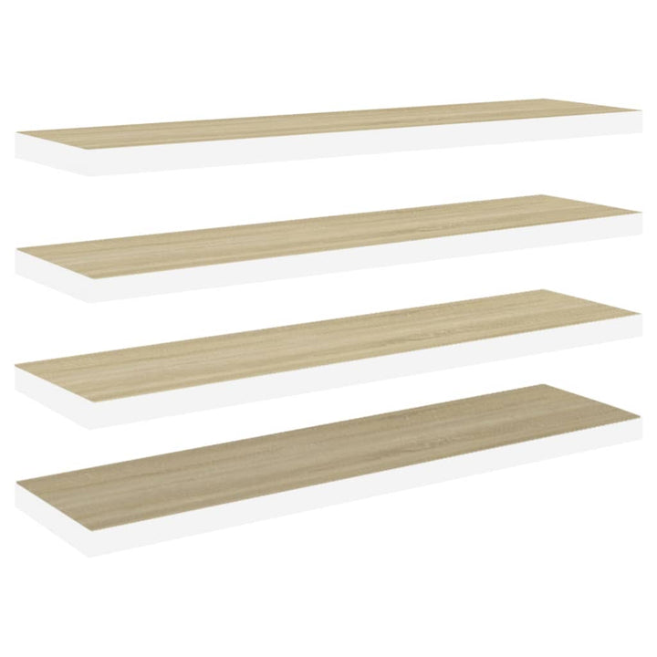 Schweberegale 4 Stk. Eichen-Optik Und Weiß 120X23,5X3,8 Cm Mdf Eichefarben Und Weiß