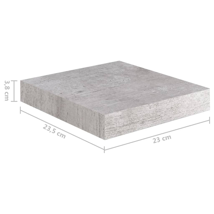 Schweberegal 23X23,5X3,8 Cm Mdf Betongrau