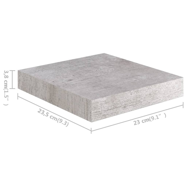 Schweberegale 2 Stk. 23X23,5X3,8 Cm Mdf Betongrau